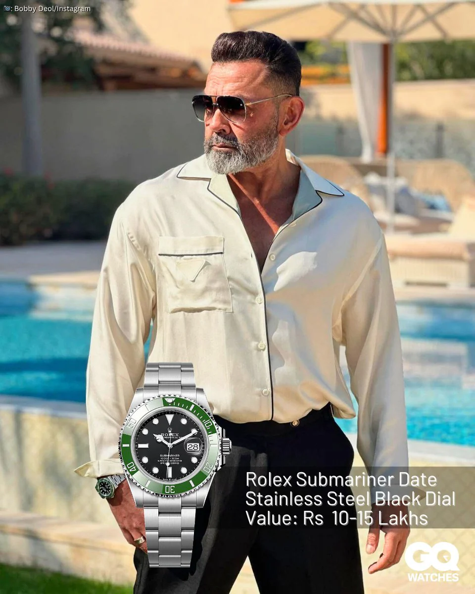 Rolex Submariner Silver Green Metal Watch Bobby Deol