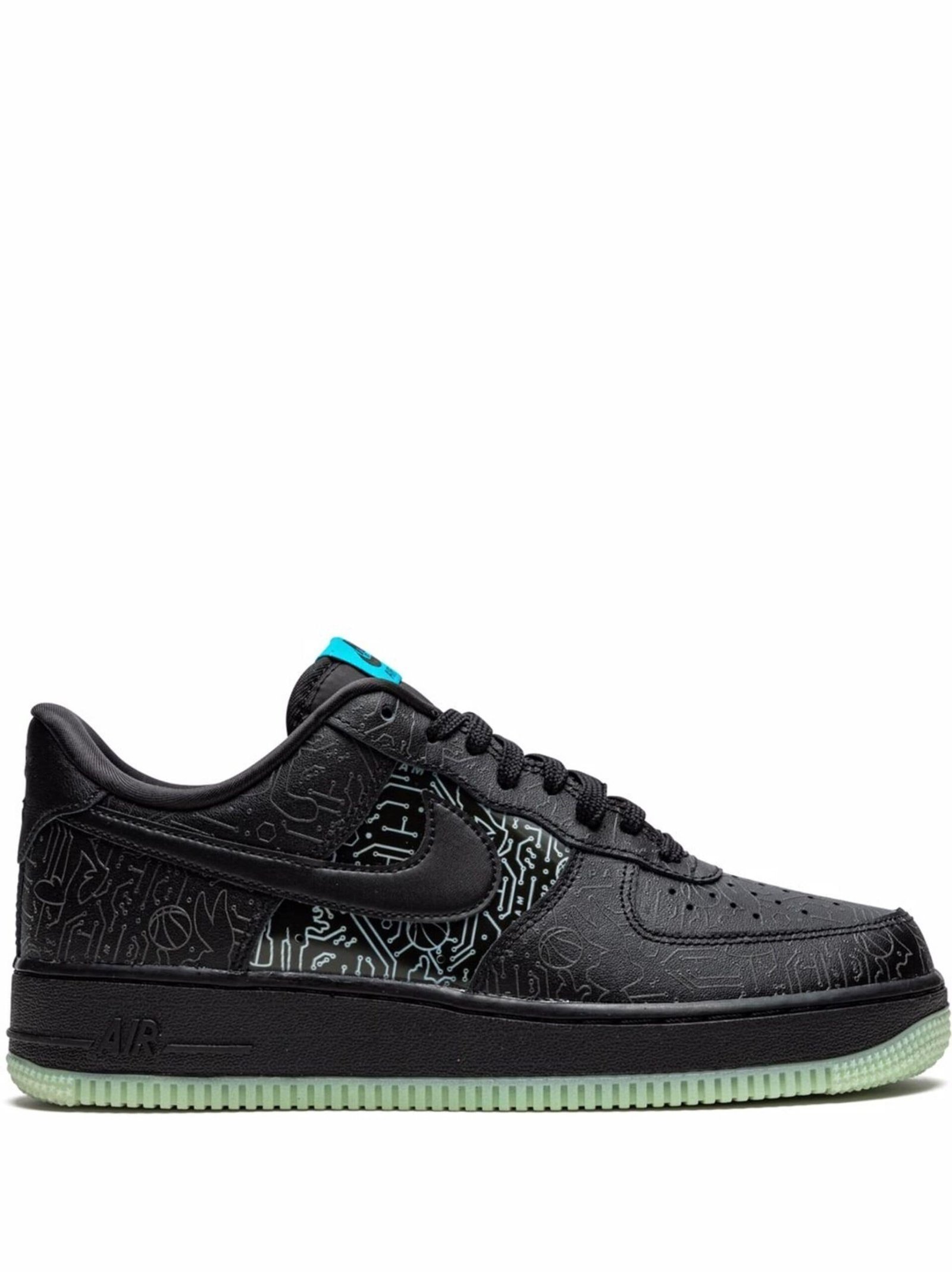 airforce 1 computer chip x space jam glows in dark reflective